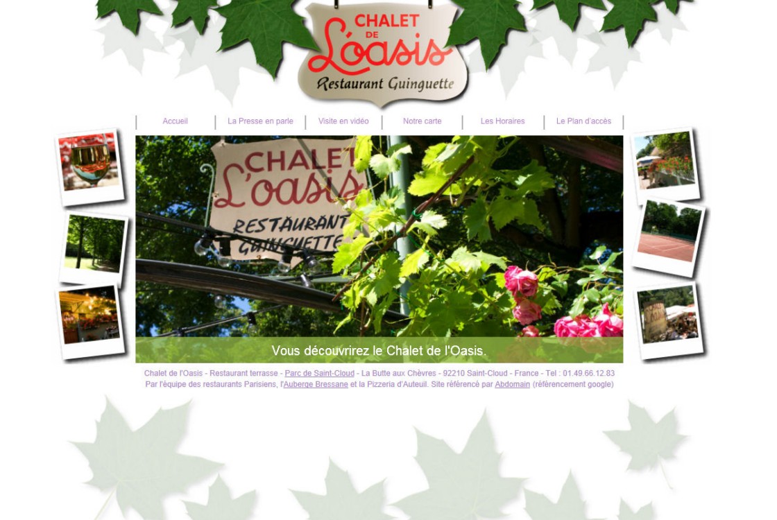 Chalet Oasis - Page d'accueil du site