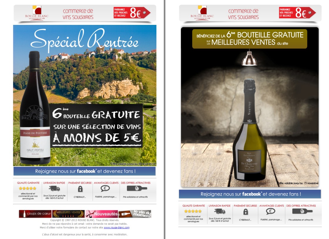 Rouge Blanc - Exemples de Newsletter